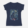 Starry Dark Lord-Womens-V-Neck-Tee-zascanauta