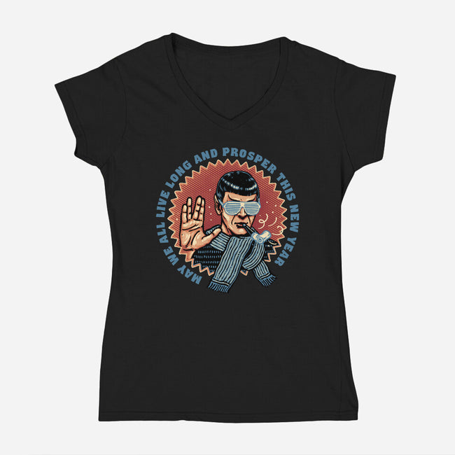 Prosperous New Year-Womens-V-Neck-Tee-glitchygorilla