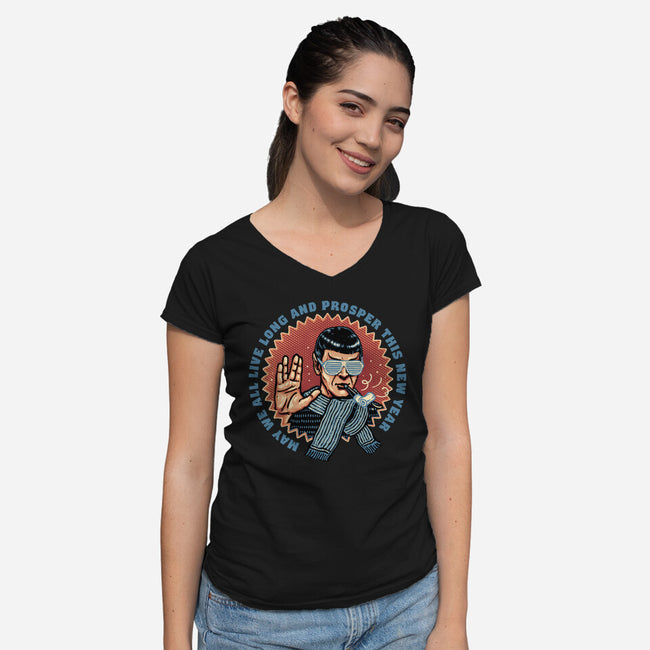 Prosperous New Year-Womens-V-Neck-Tee-glitchygorilla