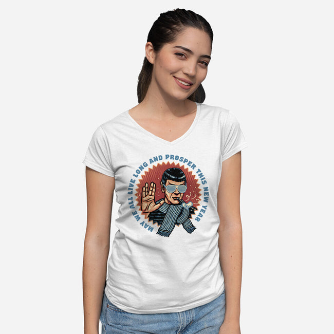 Prosperous New Year-Womens-V-Neck-Tee-glitchygorilla