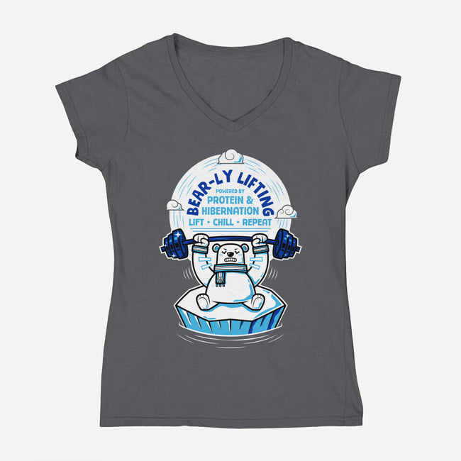 Bearly Lifting-Womens-V-Neck-Tee-krisren28