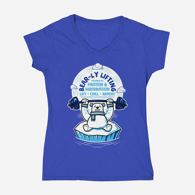 Bearly Lifting-Womens-V-Neck-Tee-krisren28