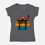 Retro Cat Shrine-Womens-V-Neck-Tee-erion_designs