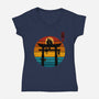 Retro Cat Shrine-Womens-V-Neck-Tee-erion_designs