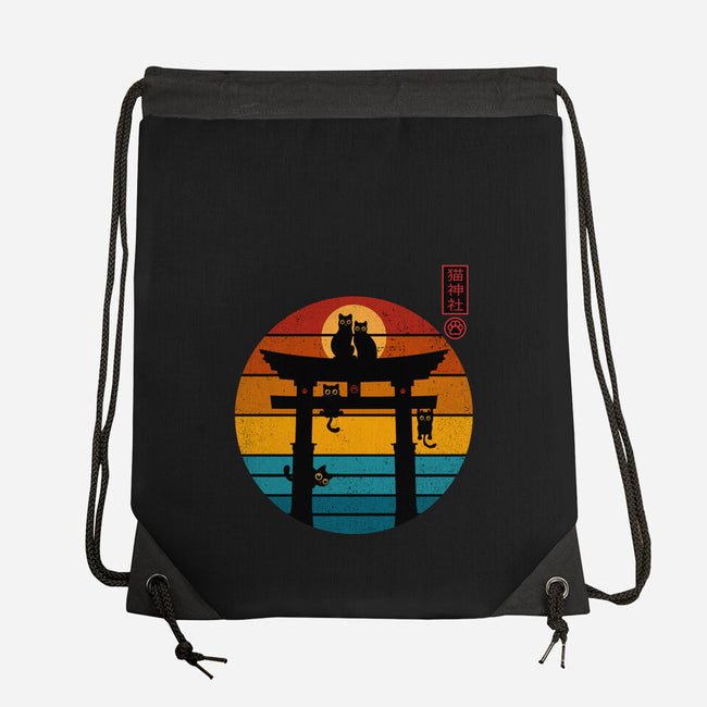 Retro Cat Shrine-None-Drawstring-Bag-erion_designs