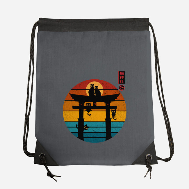 Retro Cat Shrine-None-Drawstring-Bag-erion_designs