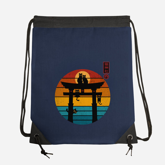 Retro Cat Shrine-None-Drawstring-Bag-erion_designs