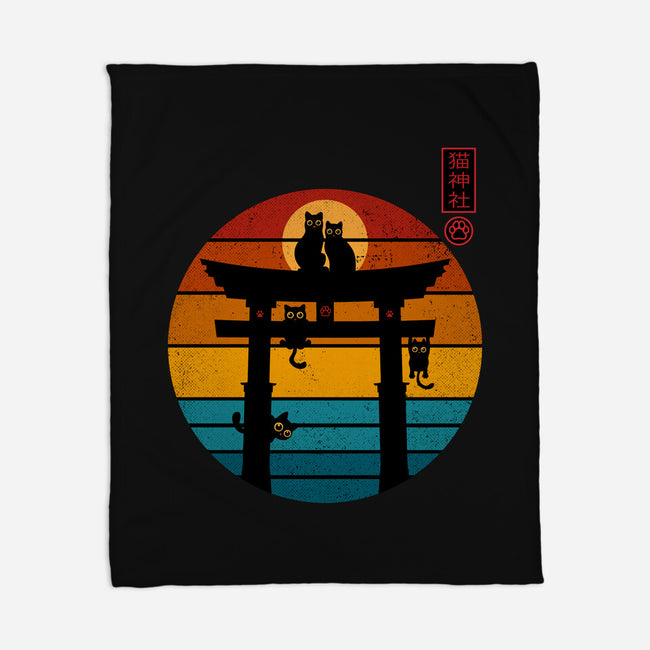 Retro Cat Shrine-None-Fleece-Blanket-erion_designs