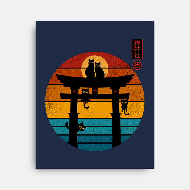 Retro Cat Shrine-None-Stretched-Canvas-erion_designs