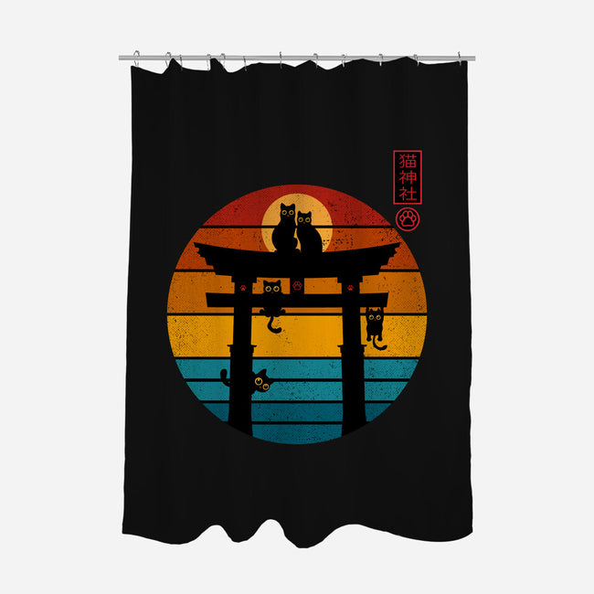 Retro Cat Shrine-None-Polyester-Shower Curtain-erion_designs