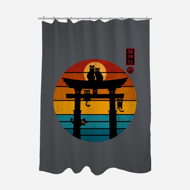 Retro Cat Shrine-None-Polyester-Shower Curtain-erion_designs