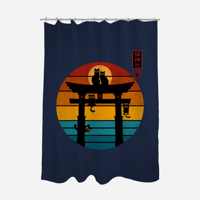 Retro Cat Shrine-None-Polyester-Shower Curtain-erion_designs