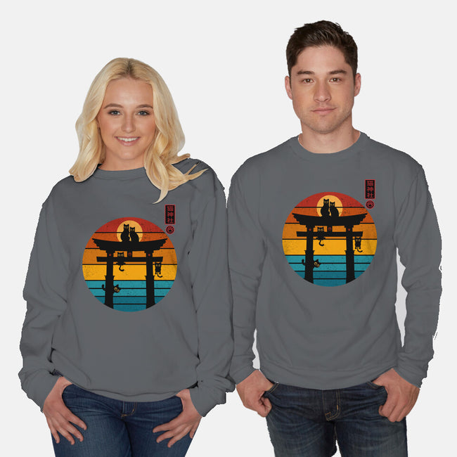 Retro Cat Shrine-Unisex-Crew Neck-Sweatshirt-erion_designs