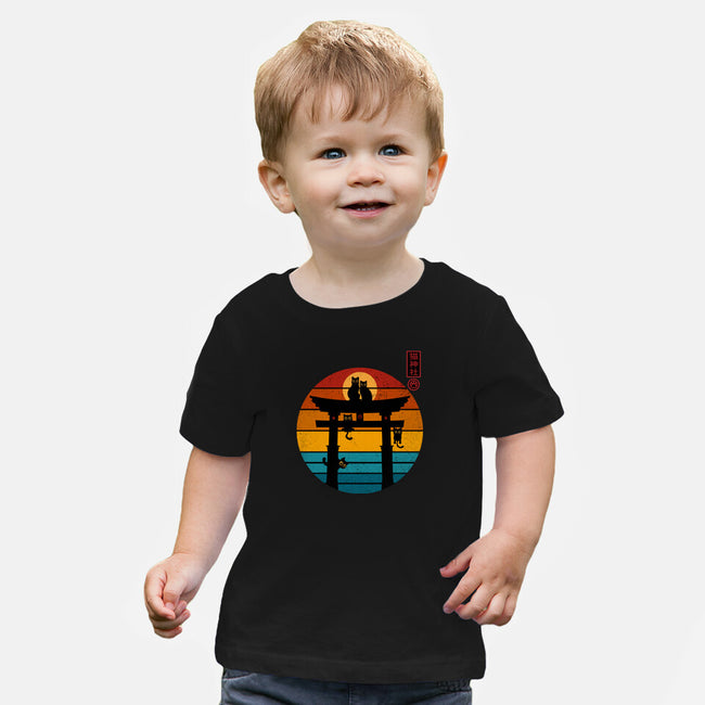 Retro Cat Shrine-Baby-Basic-Tee-erion_designs