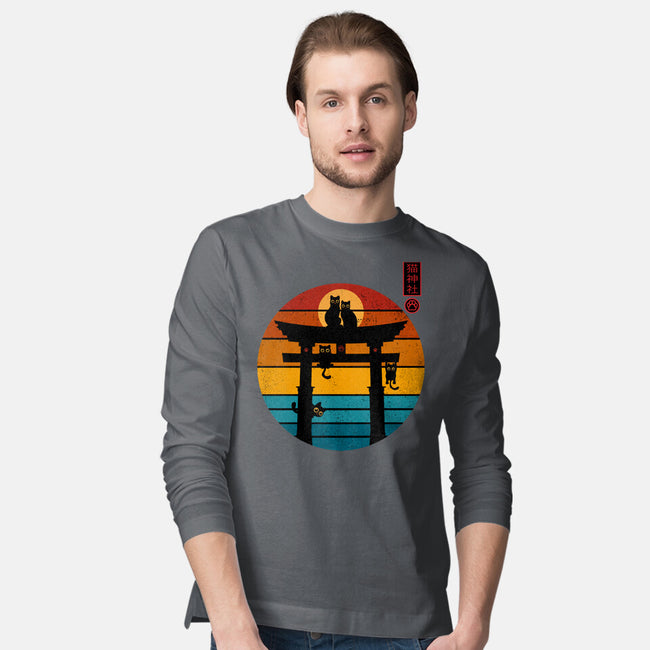 Retro Cat Shrine-Mens-Long Sleeved-Tee-erion_designs