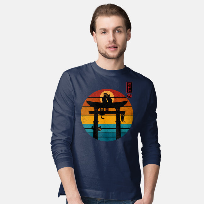 Retro Cat Shrine-Mens-Long Sleeved-Tee-erion_designs