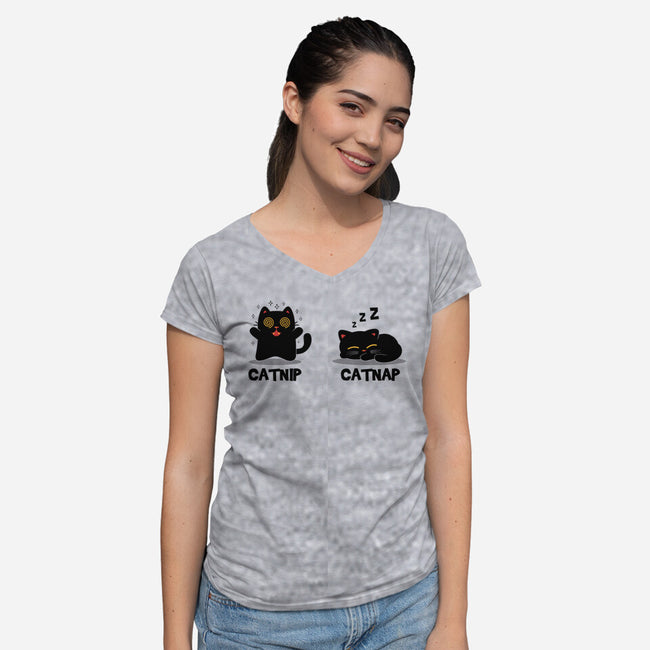 Catnip Catnap-Womens-V-Neck-Tee-erion_designs
