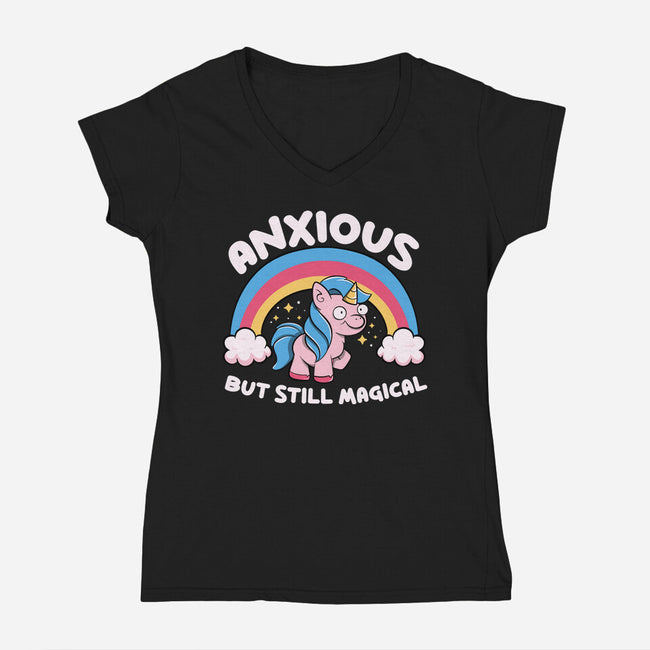Anxious But Still Magical-Womens-V-Neck-Tee-tobefonseca
