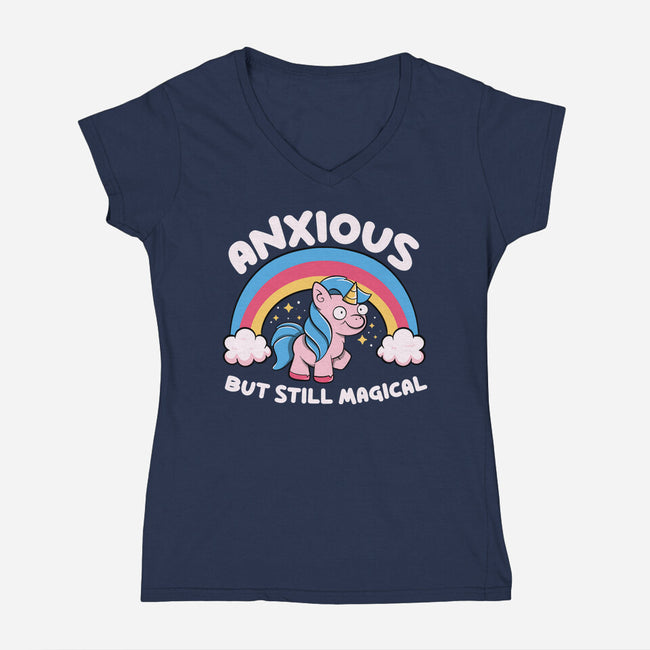 Anxious But Still Magical-Womens-V-Neck-Tee-tobefonseca