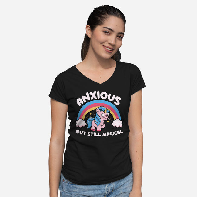 Anxious But Still Magical-Womens-V-Neck-Tee-tobefonseca