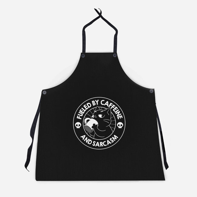 Fueled By Caffeine And Sarcasm-Unisex-Kitchen-Apron-tobefonseca