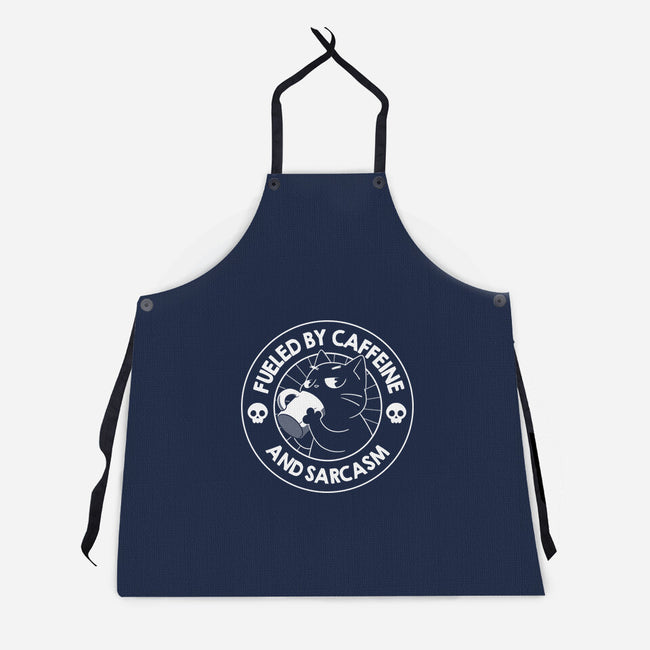 Fueled By Caffeine And Sarcasm-Unisex-Kitchen-Apron-tobefonseca