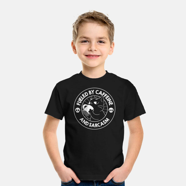 Fueled By Caffeine And Sarcasm-Youth-Basic-Tee-tobefonseca