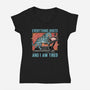 Tired Blue Tiger-Womens-V-Neck-Tee-glitchygorilla