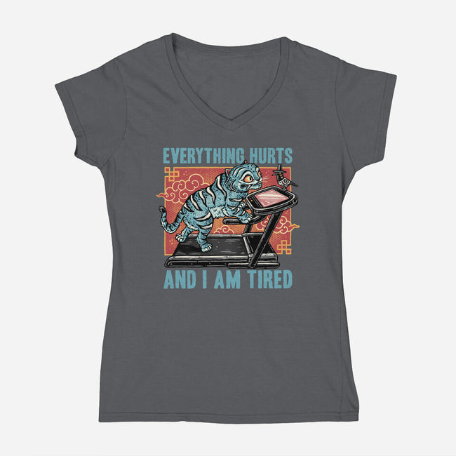 Tired Blue Tiger-Womens-V-Neck-Tee-glitchygorilla
