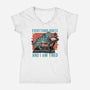 Tired Blue Tiger-Womens-V-Neck-Tee-glitchygorilla
