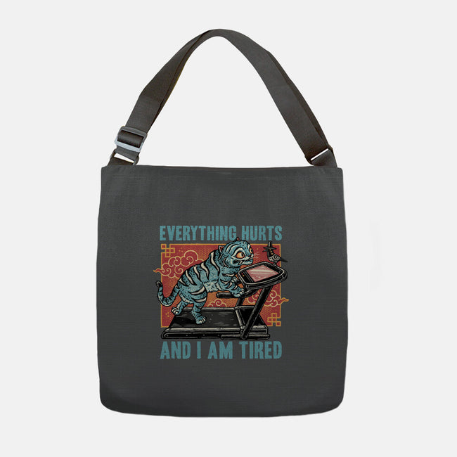 Tired Blue Tiger-None-Adjustable Tote-Bag-glitchygorilla