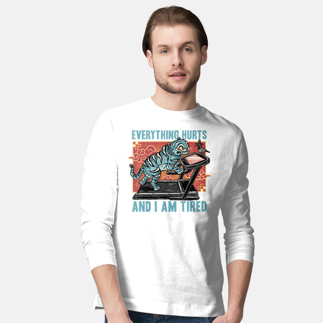 Tired Blue Tiger-Mens-Long Sleeved-Tee-glitchygorilla