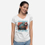 Tired Blue Tiger-Womens-V-Neck-Tee-glitchygorilla