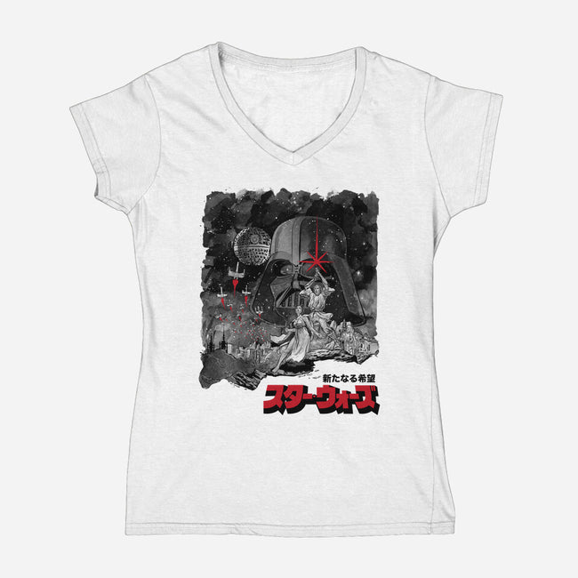 A New Hope Sumi-E-Womens-V-Neck-Tee-DrMonekers