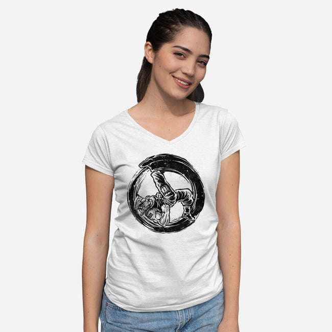 Somersault Circle-Womens-V-Neck-Tee-glitchygorilla
