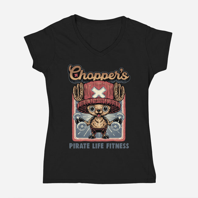 Chopper Fitness-Womens-V-Neck-Tee-glitchygorilla