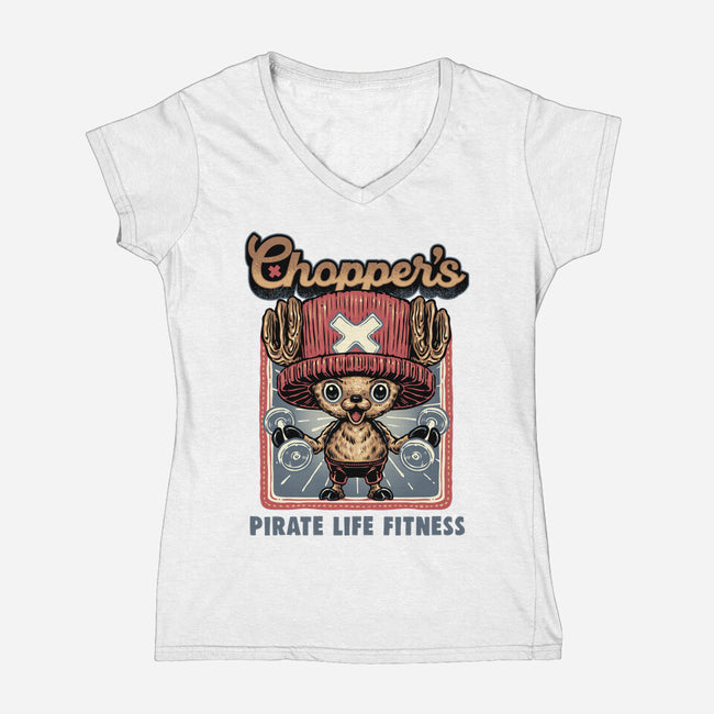 Chopper Fitness-Womens-V-Neck-Tee-glitchygorilla