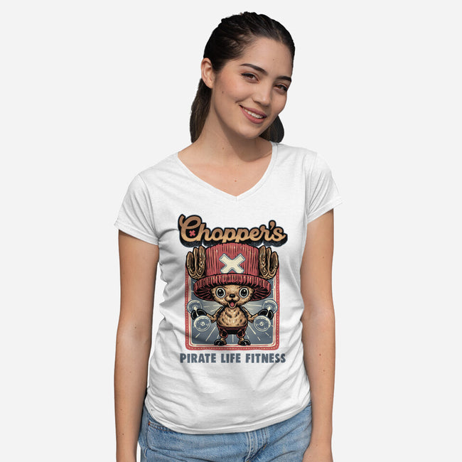 Chopper Fitness-Womens-V-Neck-Tee-glitchygorilla