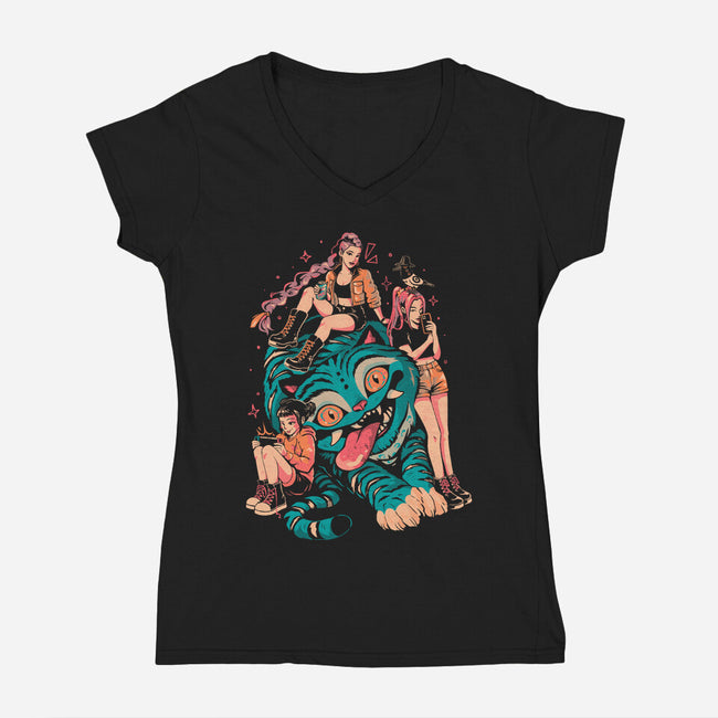 Demon Pillow-Womens-V-Neck-Tee-Arigatees