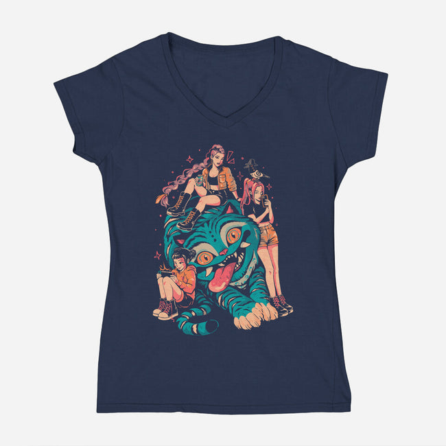 Demon Pillow-Womens-V-Neck-Tee-Arigatees