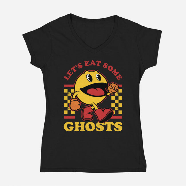 Game Mascot Ghost Eater-Womens-V-Neck-Tee-Studio Mootant
