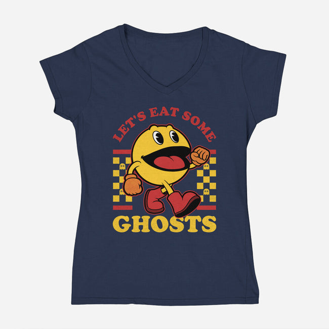 Game Mascot Ghost Eater-Womens-V-Neck-Tee-Studio Mootant