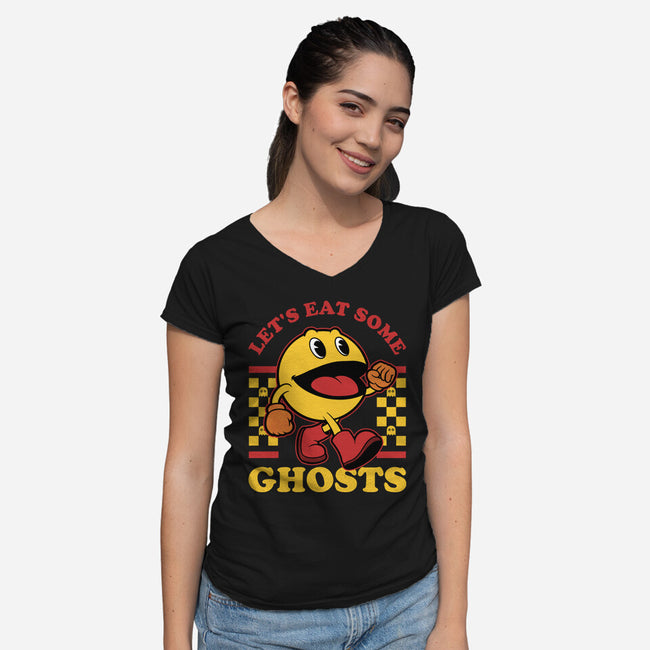 Game Mascot Ghost Eater-Womens-V-Neck-Tee-Studio Mootant