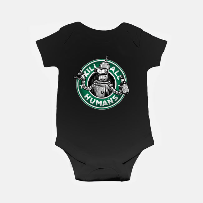 Robot Vs Humans-Baby-Basic-Onesie-glitchygorilla