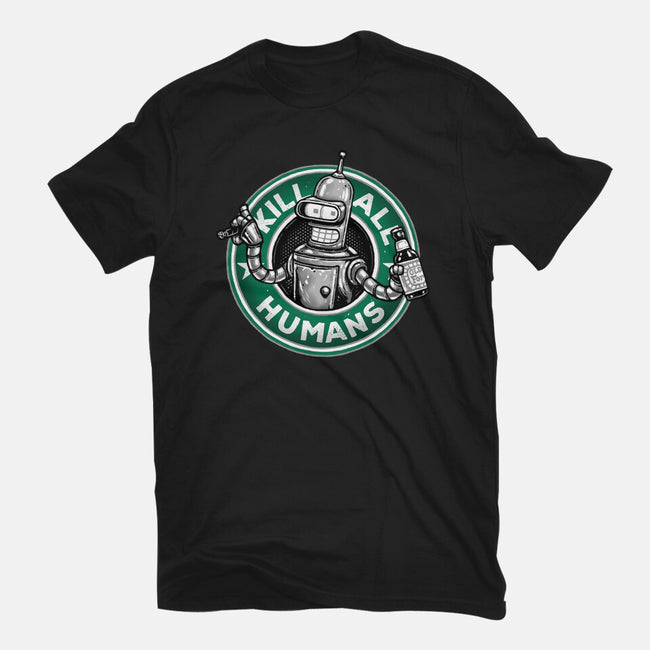 Robot Vs Humans-Womens-Basic-Tee-glitchygorilla