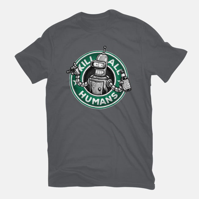 Robot Vs Humans-Unisex-Basic-Tee-glitchygorilla