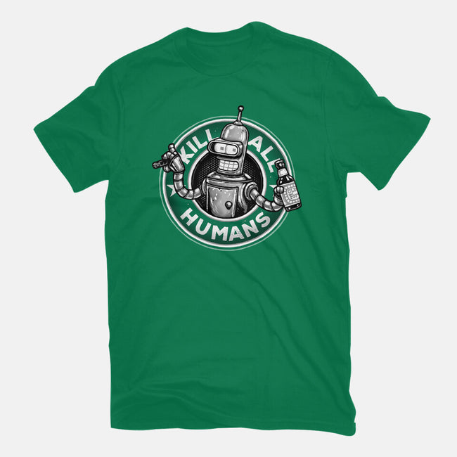 Robot Vs Humans-Unisex-Basic-Tee-glitchygorilla