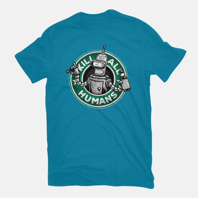 Robot Vs Humans-Womens-Fitted-Tee-glitchygorilla