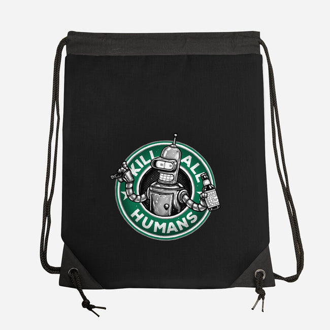 Robot Vs Humans-None-Drawstring-Bag-glitchygorilla