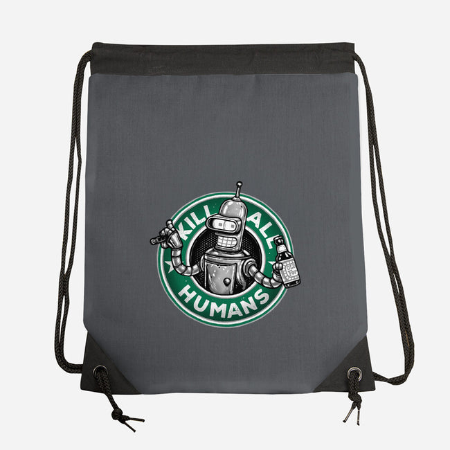 Robot Vs Humans-None-Drawstring-Bag-glitchygorilla